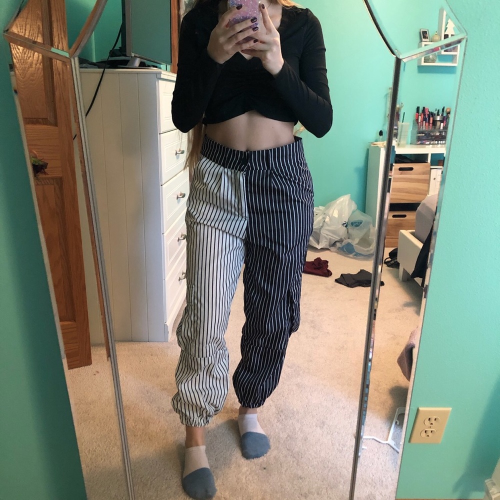 multi colored striped pants